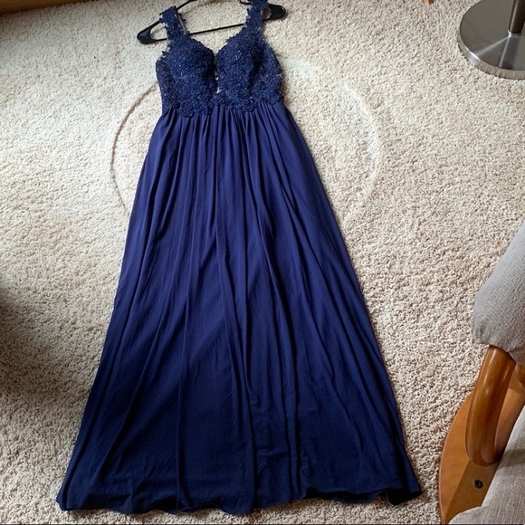 Navy Blue Sherri Hill Prom Dress - Picture 6 of 6